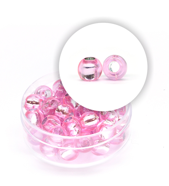Plastic beads with silver core (about 8,5 g) 8 mm ø - Pink